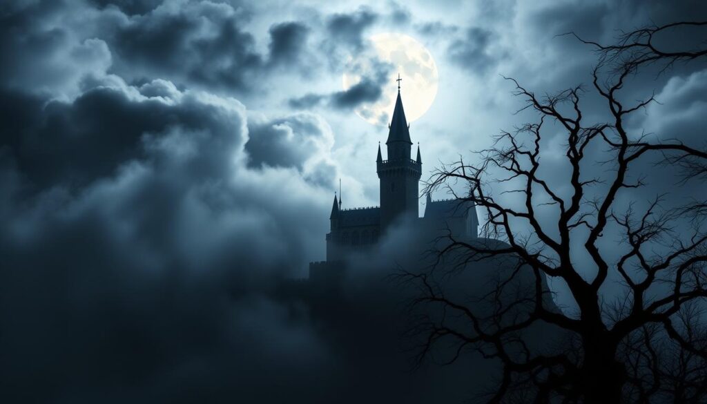 Gothic castle with eerie atmosphere